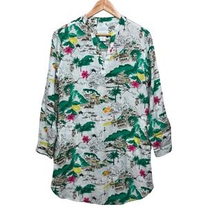 Cynthia Rowley Tunic Dress/Top Women S Amalfi Coast 100% Linen Pockets Boho Chic